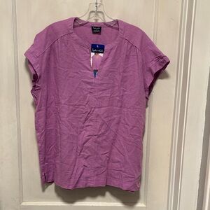 Splendid Linen Blend Lavender Purple Short Sleeve Blouse Large Brand New